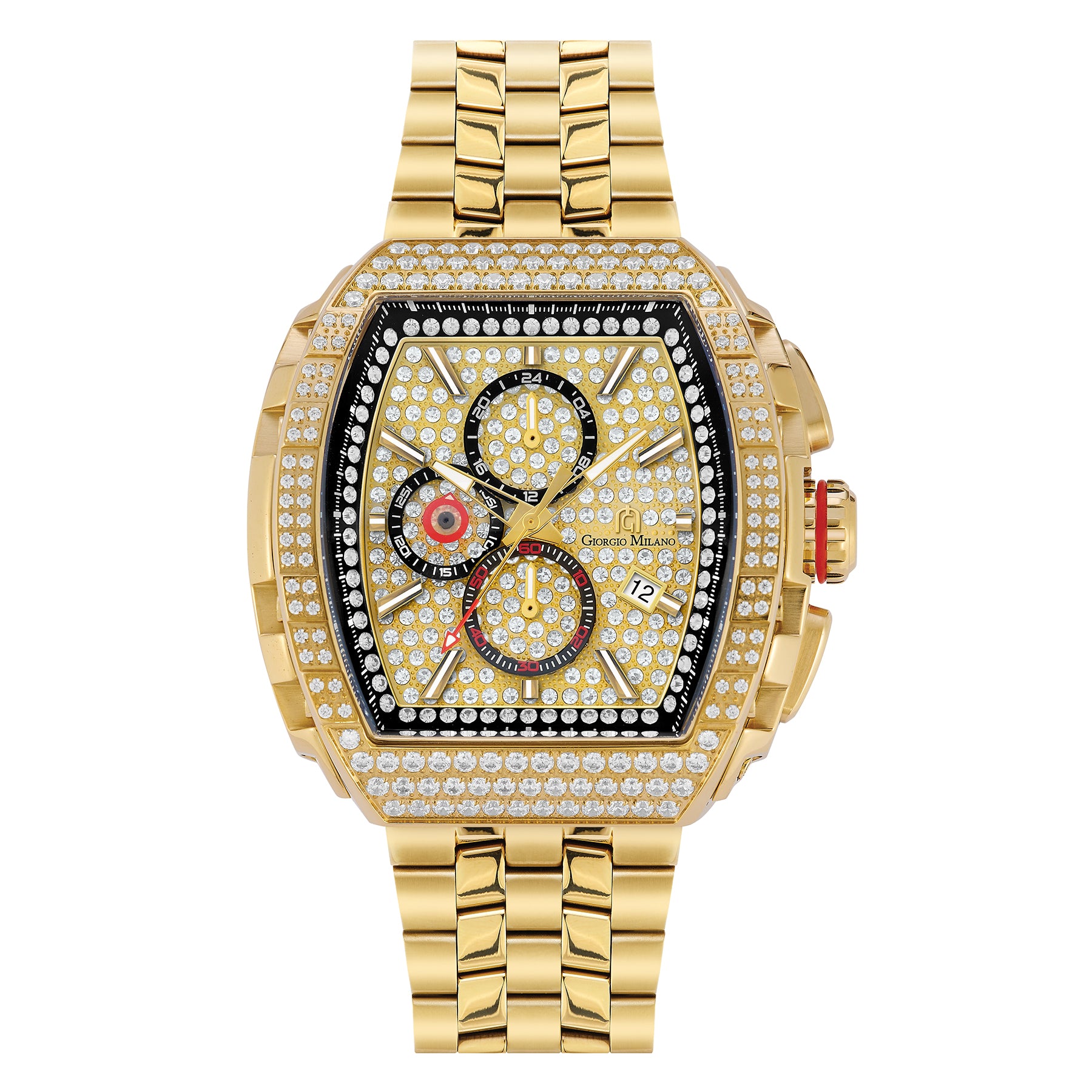 Mens gold best sale bling watches